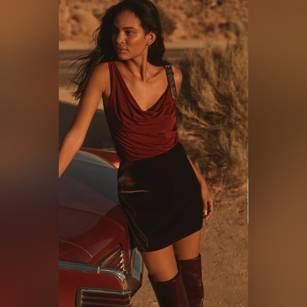 NWT Anthropologie Dolan Sleeveless Burgundy Top, Cowl Neck XL, Cotton Lining